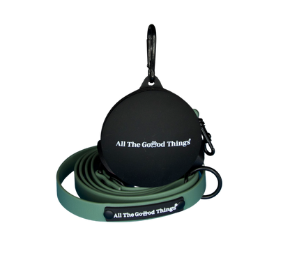 Set "Leash+Treat Bag Holder" Olive