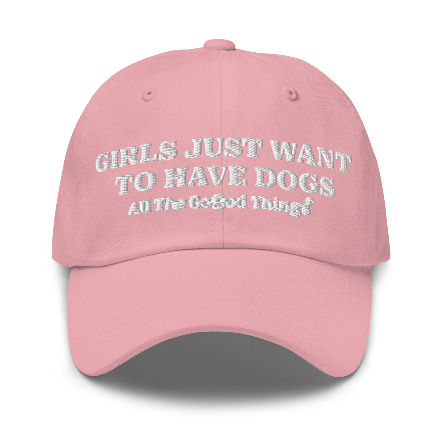 "GIRLS JUST WANT TO HAVE DOGS" Rose womens baseball cap