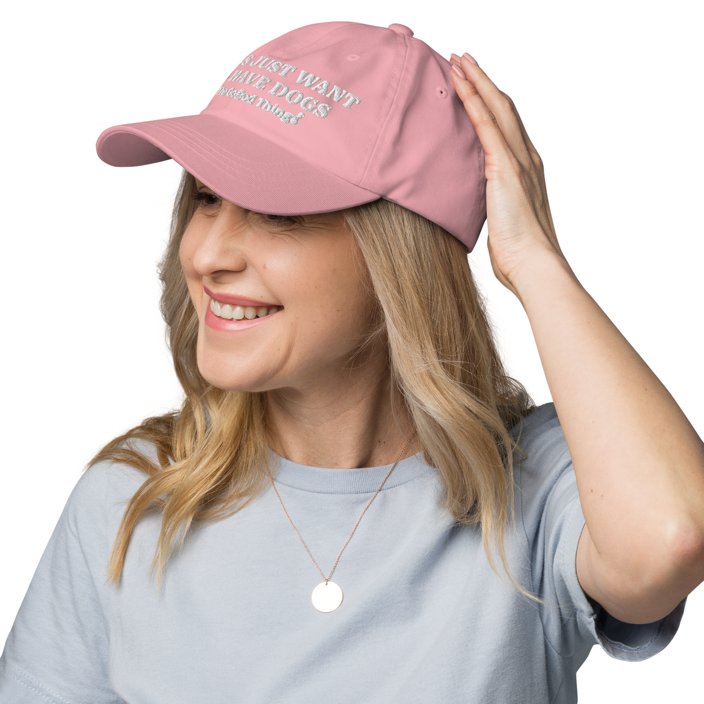 "GIRLS JUST WANT TO HAVE DOGS" Rose womens baseball cap