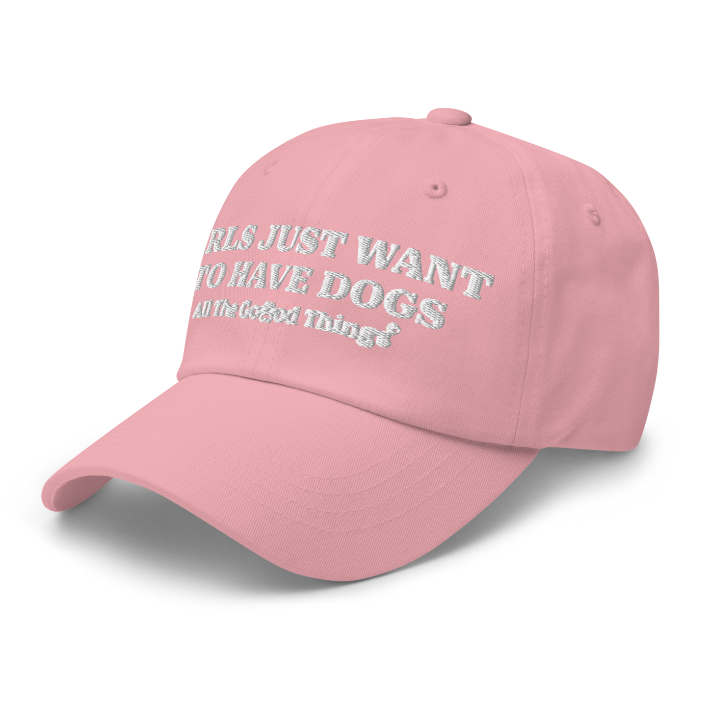 "GIRLS JUST WANT TO HAVE DOGS" Rose womens baseball cap