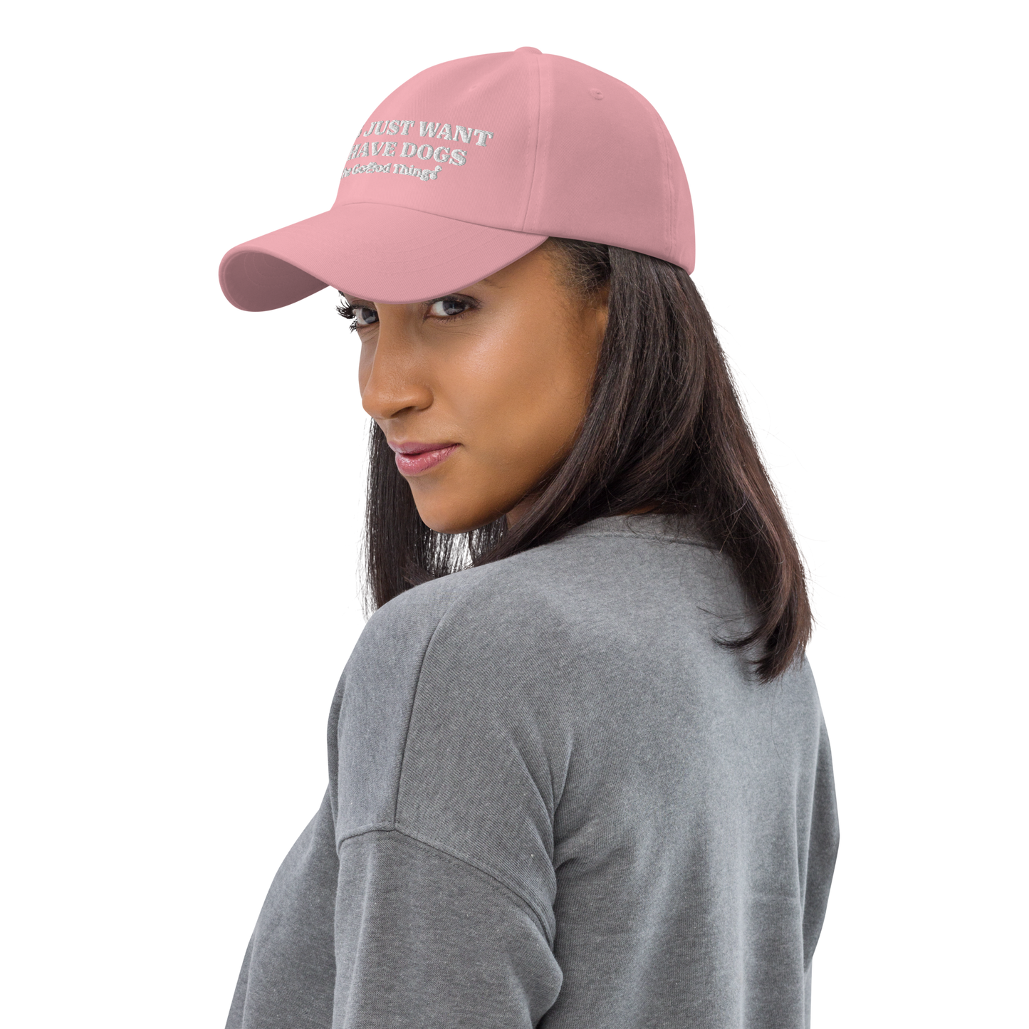 "GIRLS JUST WANT TO HAVE DOGS" Rose womens baseball cap