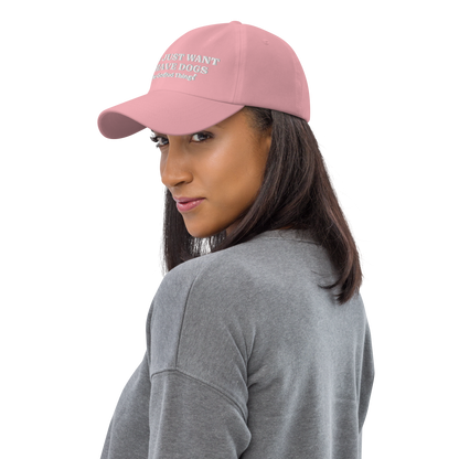 "GIRLS JUST WANT TO HAVE DOGS" Rose womens baseball cap