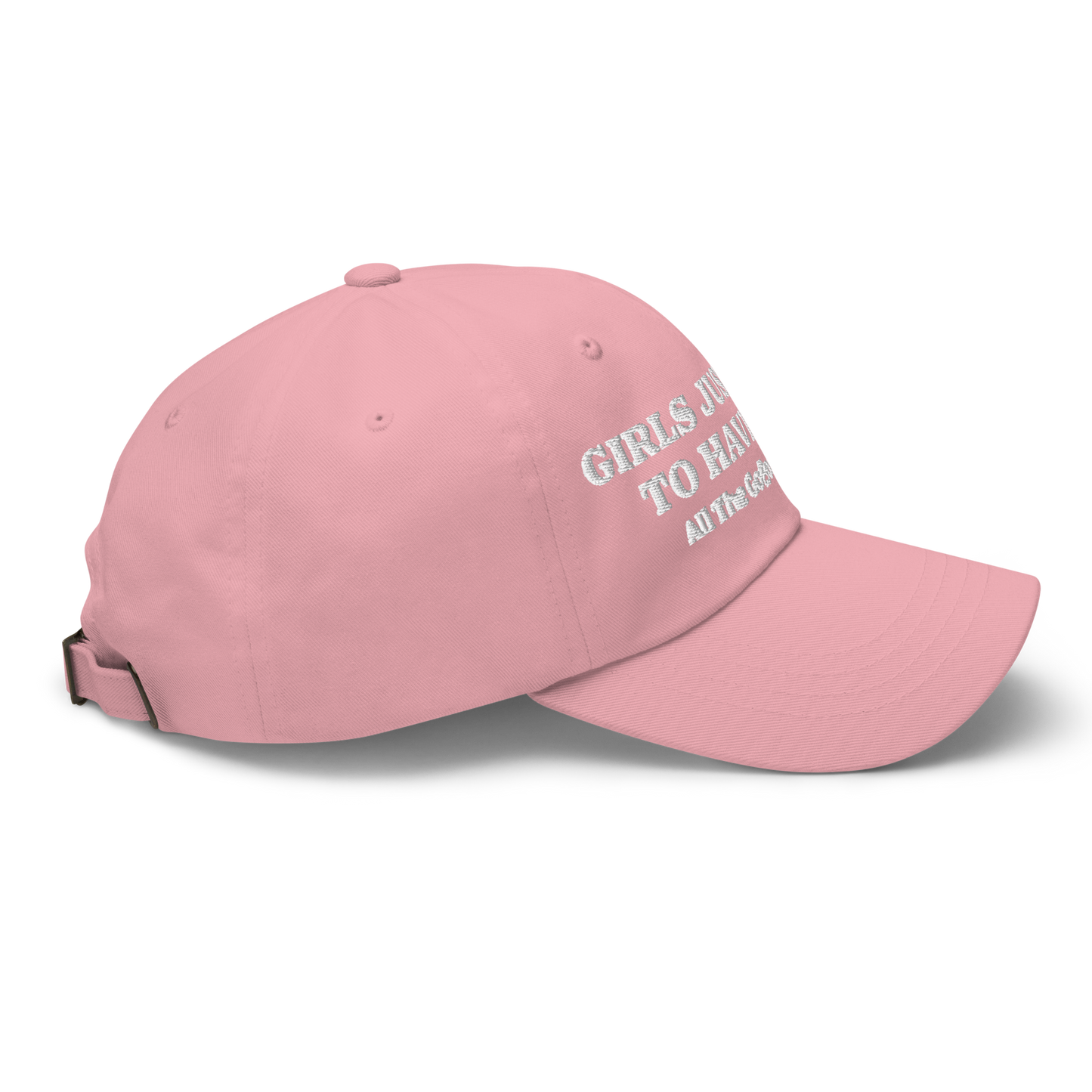 "GIRLS JUST WANT TO HAVE DOGS" Rose womens baseball cap