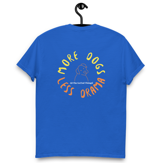 "more dogs, less drama" Royal Blue T-shirt