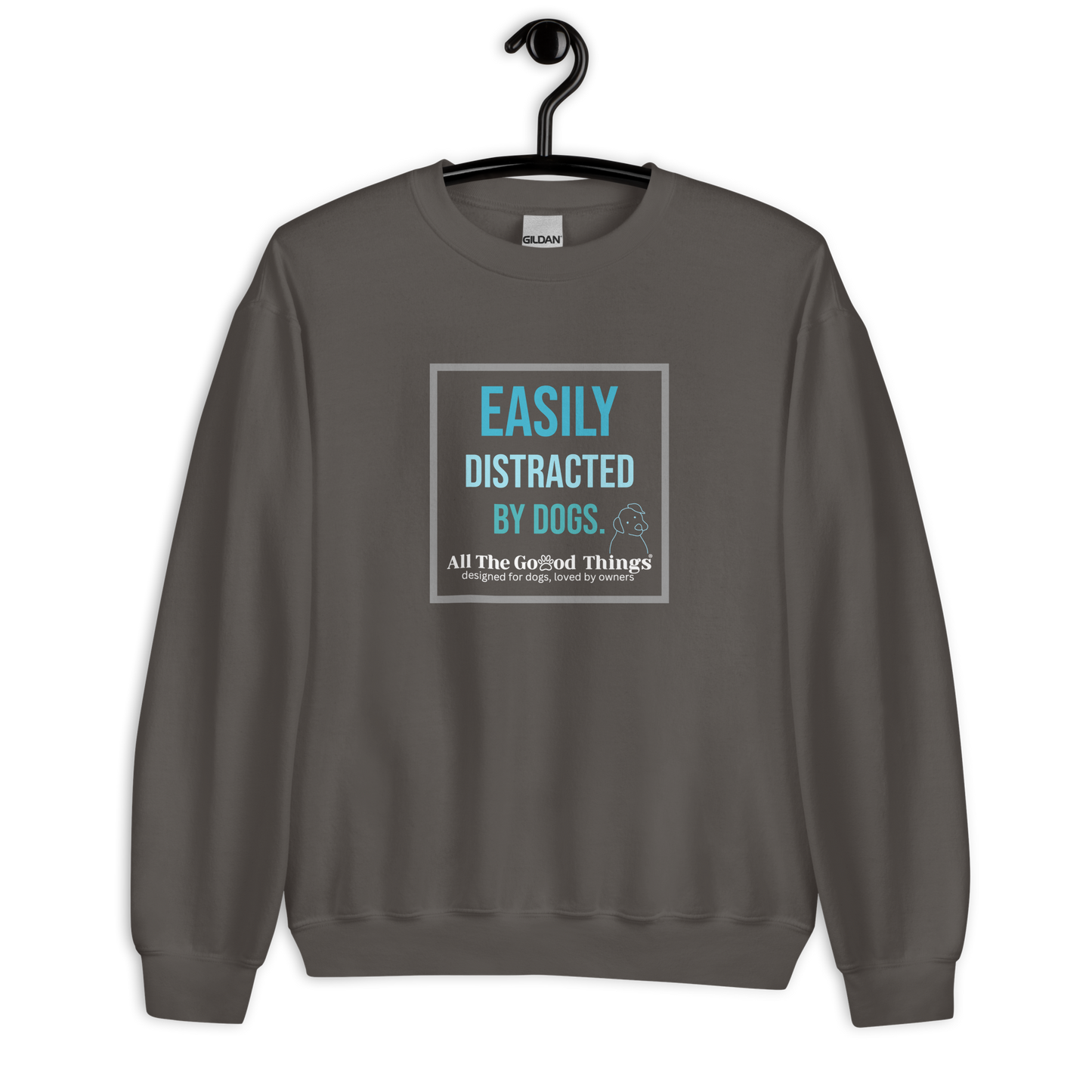 "easily distracted by dogs" Charcoal Sweater