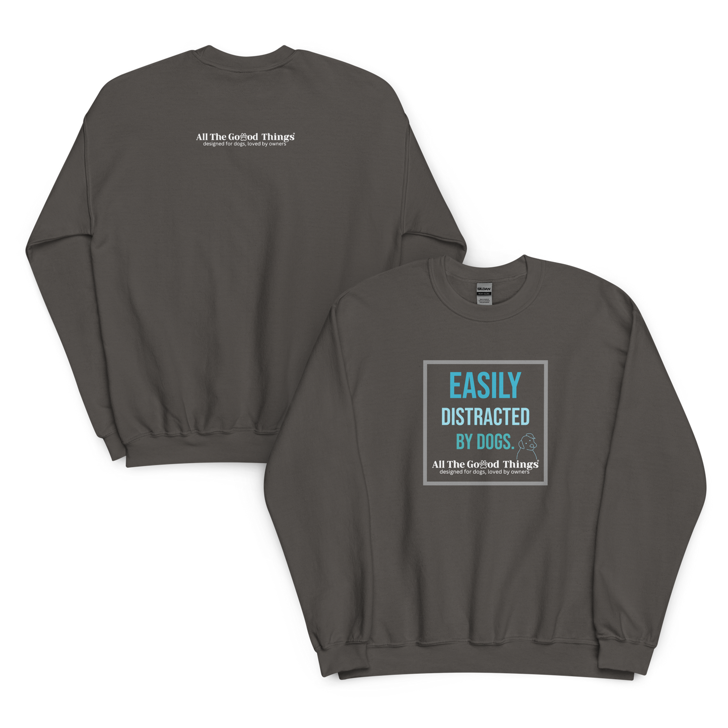 "easily distracted by dogs" Charcoal Sweater